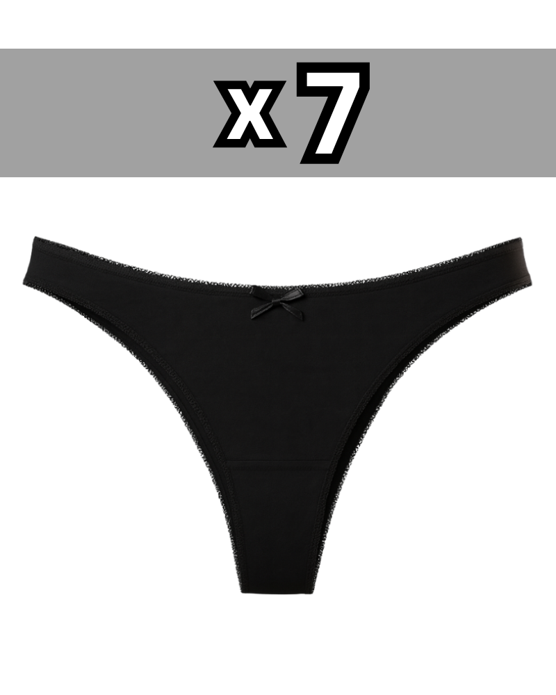 Tanga Baumwolle 7er Set black