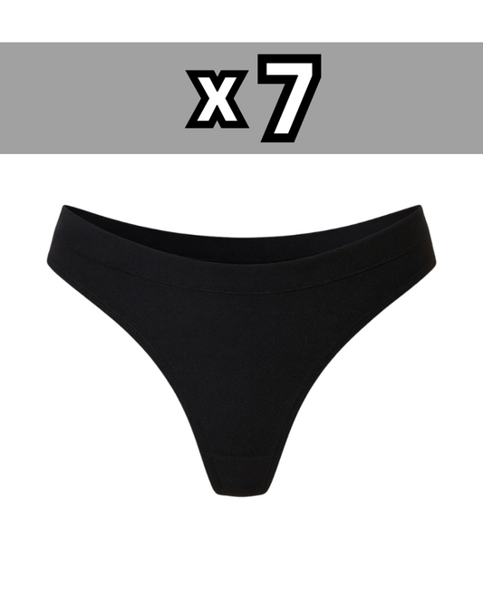 Seamless Tanga 7er Set black