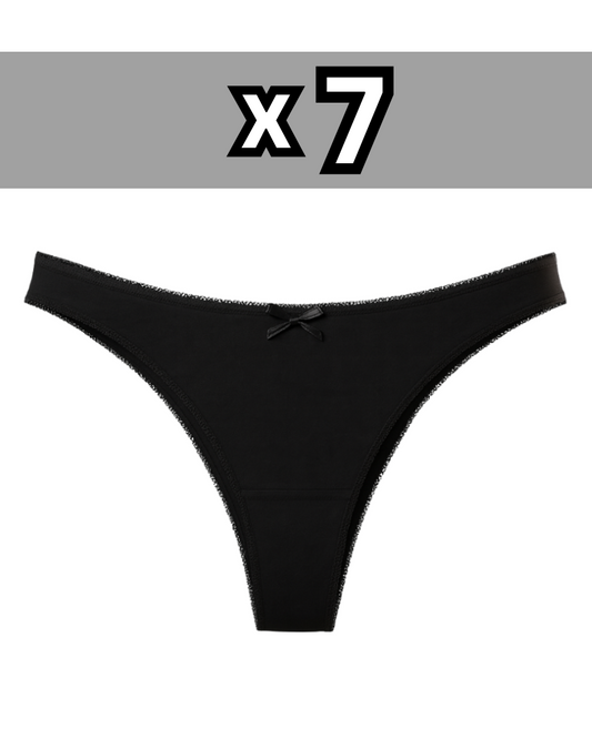 Tanga Baumwolle 7er Set black